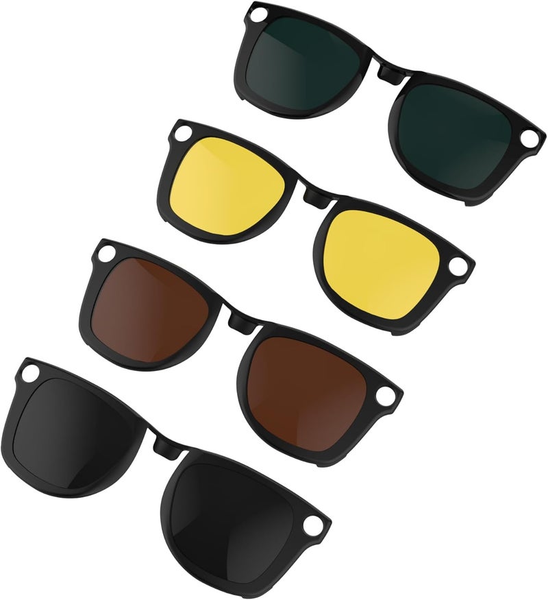 RCstyle HiBloks 4Pcs Polarized Clip Compatible with Ray-Ban Meta Wayfarer & Gen 2 (RW4006/RW4012 Regular), Discoloration Clip for Rayban Meta Gen 2 Accessories (Dark Green, Night Vision Yellow, Black, Brown) - Image 1